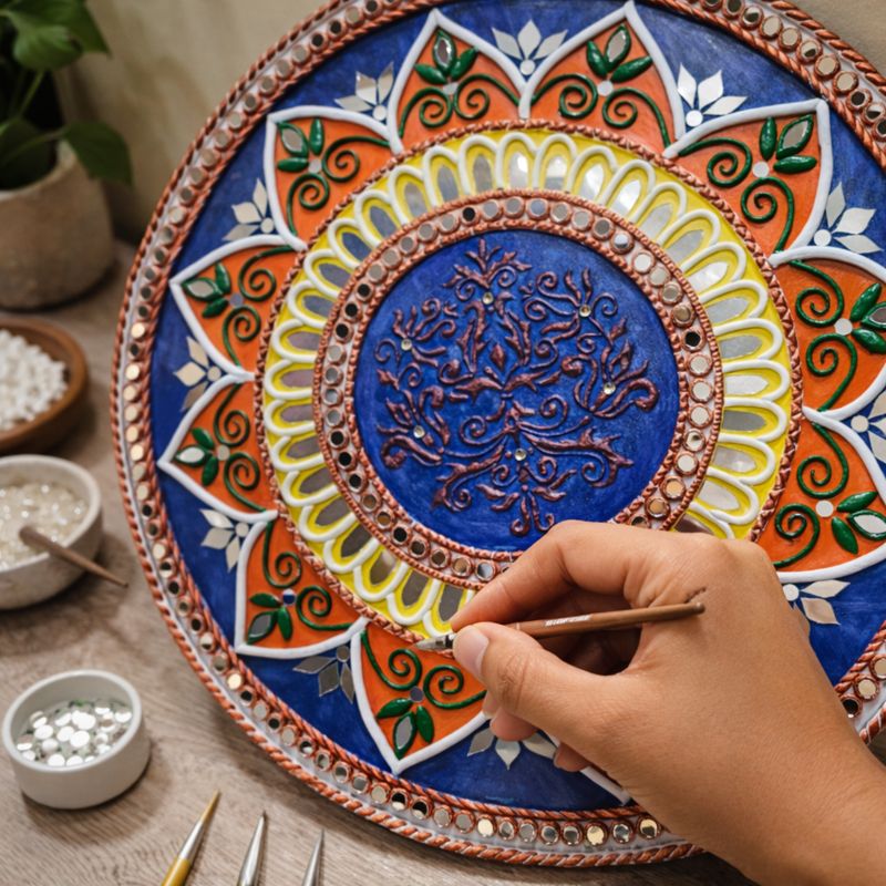Handmade home decor Indian wall art process at sj craftenza
