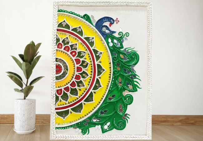 sj craftenza custom handmade decorative items peacock style with mirror